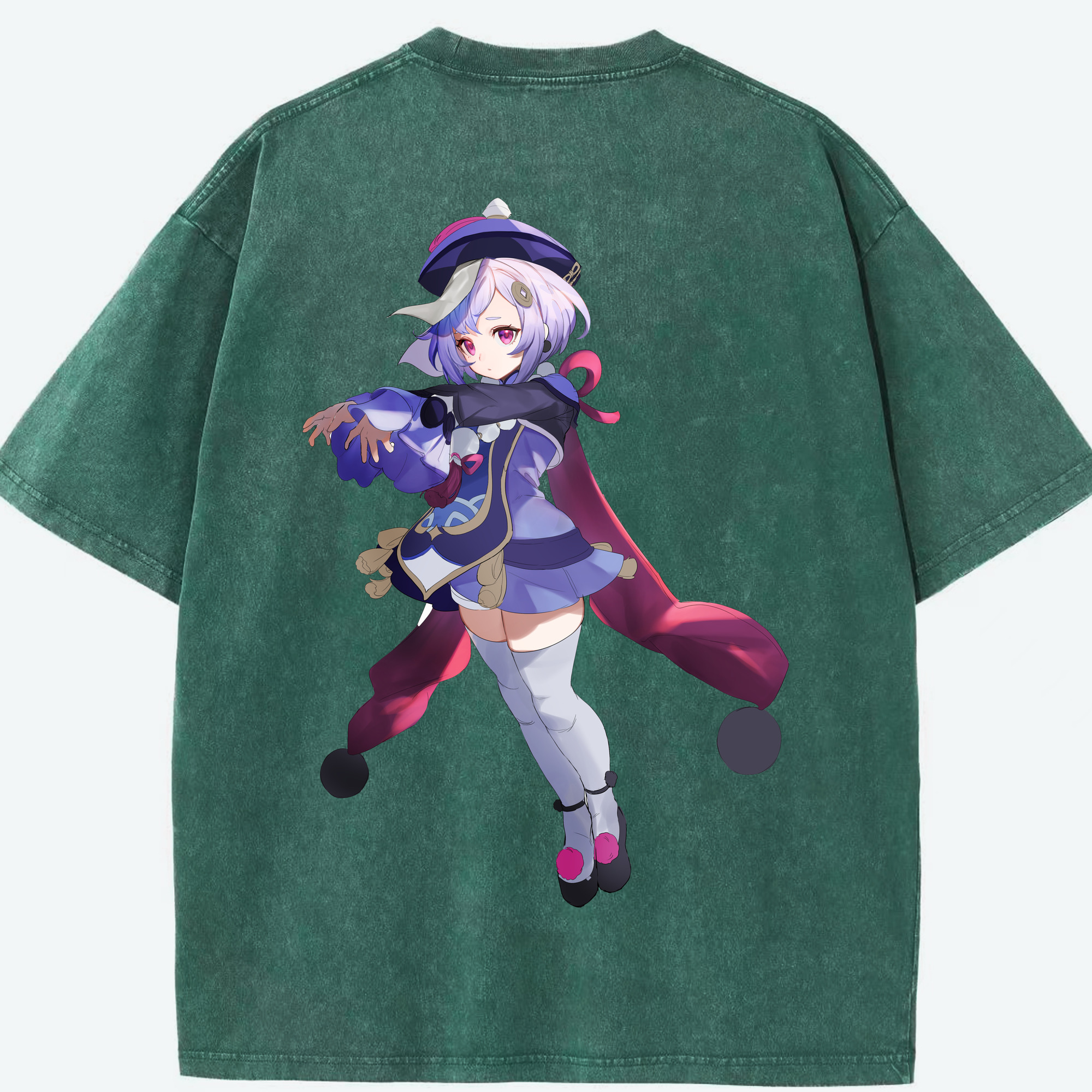 げんし神 七七 なな  genshin Nana 綿100% ヴィンテージ風 半袖Tシャツ（背面プリント）